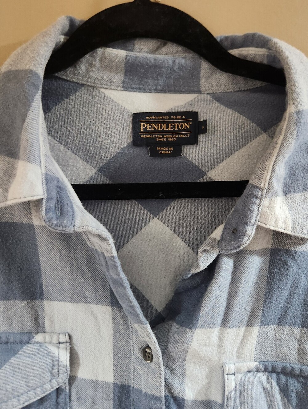 Pendleton blue and white checkered flannel shirt #flannel #checkered - Picture 3 of 4